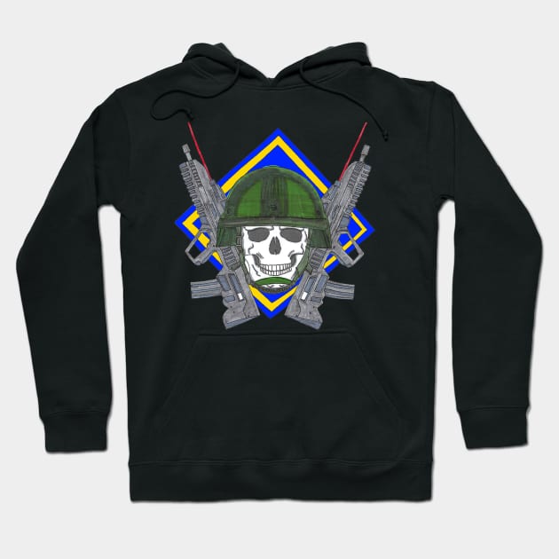 Skull Squad patch with Crossed Weapons Hoodie by Joseph Baker